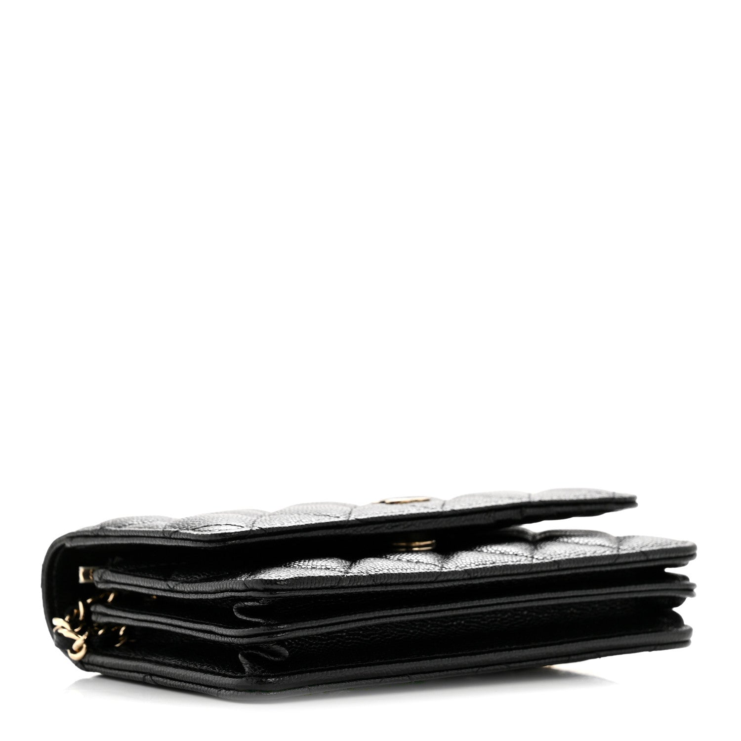 Caviar Quilted Mini Wallet On Chain WOC Black