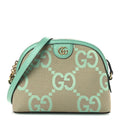 Monogram Jumbo GG Textured Dollar Calfskin Small Ophidia Dome Shoulder Bag Beige Pepperlight Mint