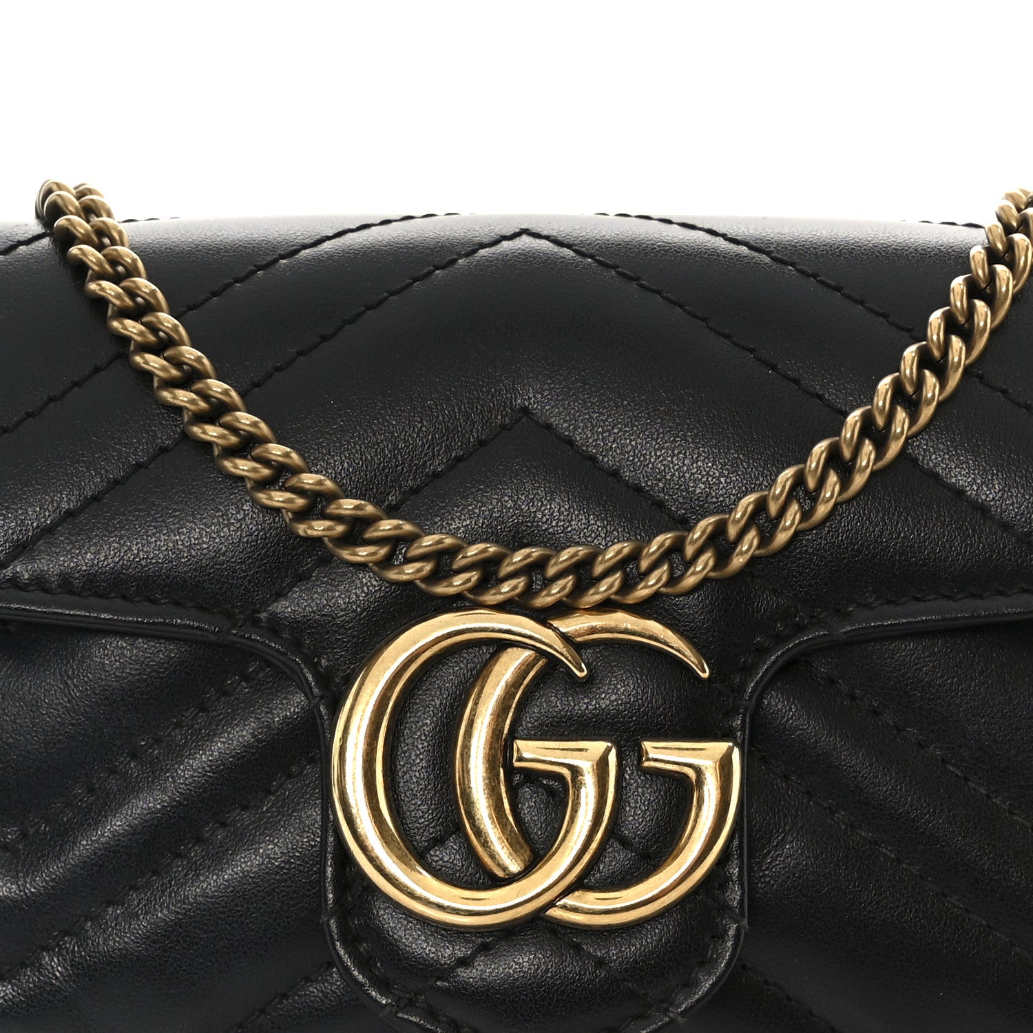 Calfskin Matelasse Super Mini GG Marmont Shoulder Bag Black