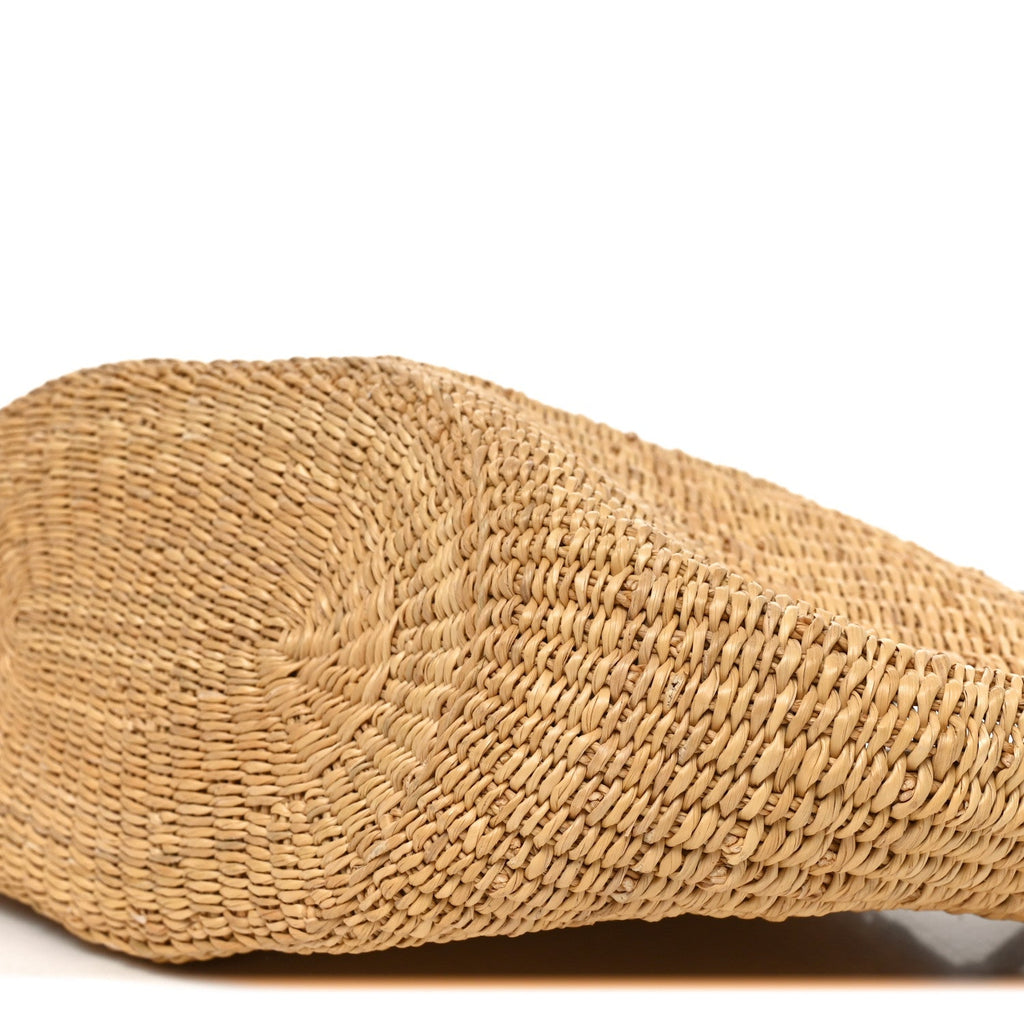 Calfskin Raffia Paulas Ibiza Small Shell Basket Tote Bag Natural Tan