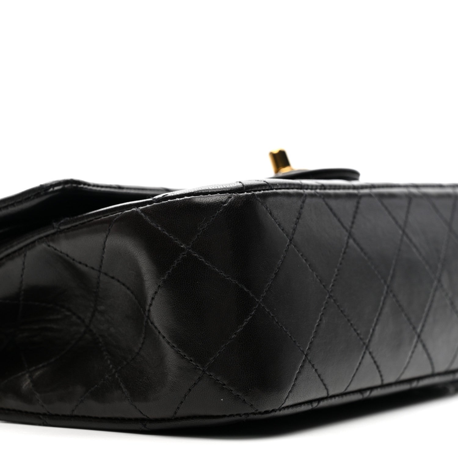Lambskin Quilted Small Double Flap Black