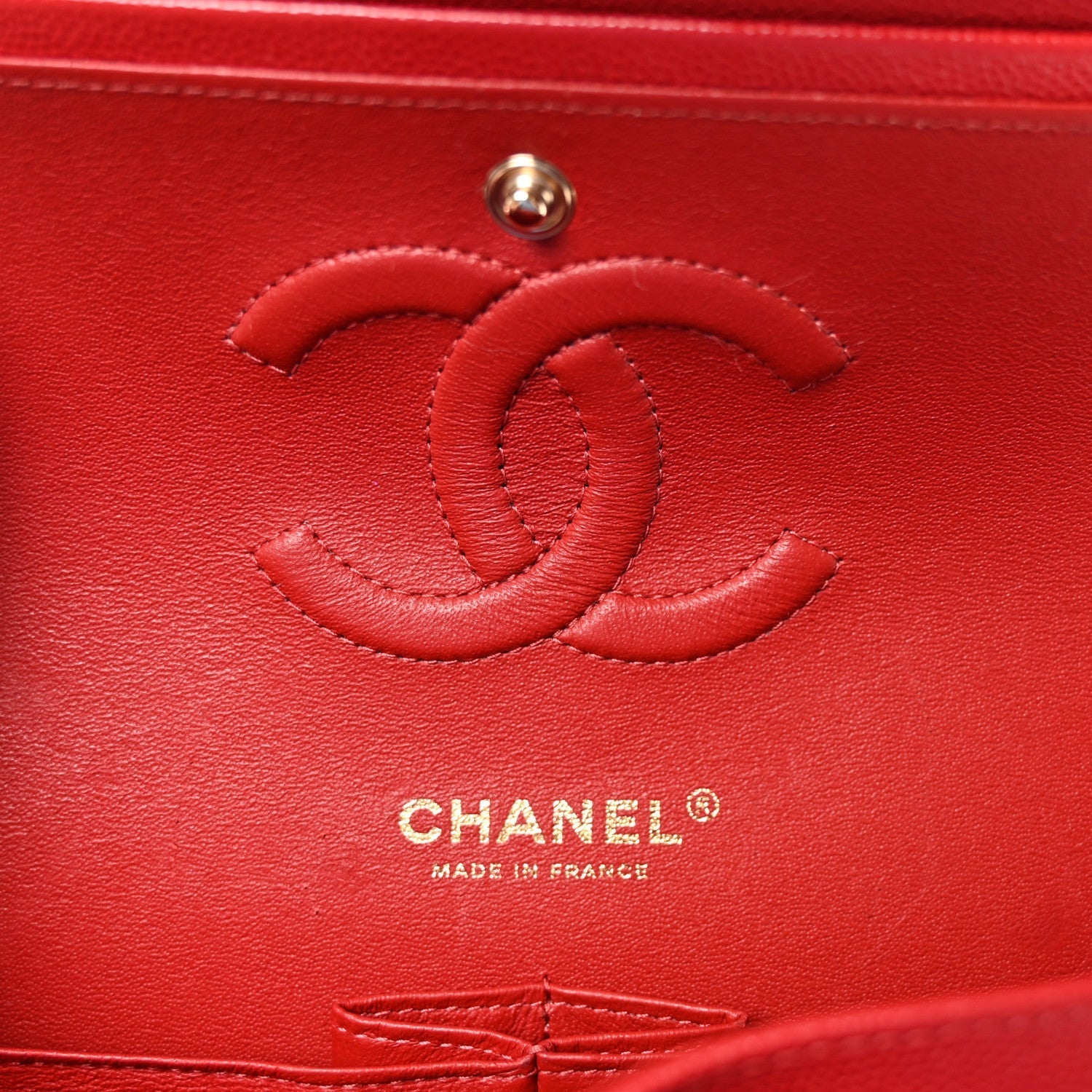 Caviar Quilted Medium Double Flap Red