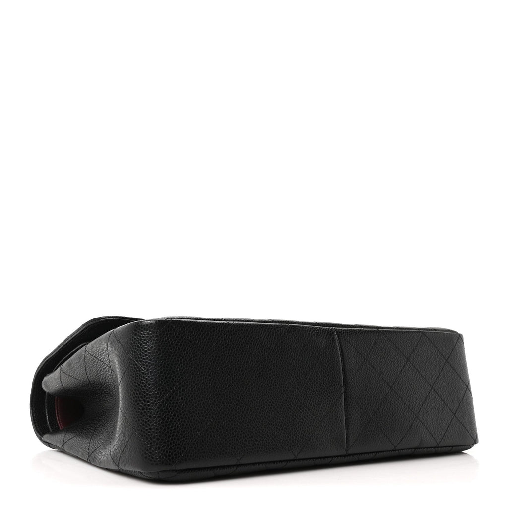 Caviar Quilted Jumbo Double Flap Black