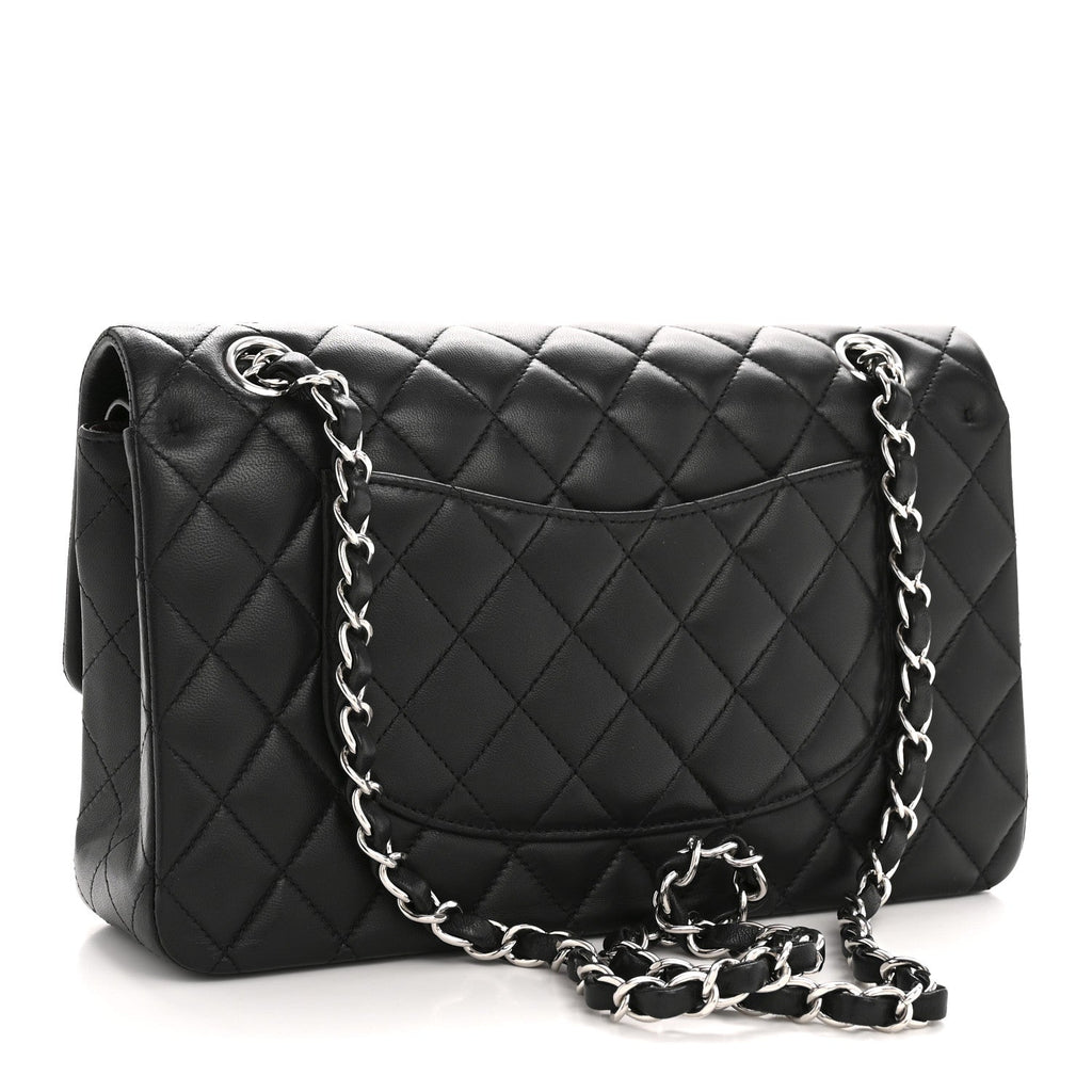 Lambskin Quilted Medium Double Flap Black