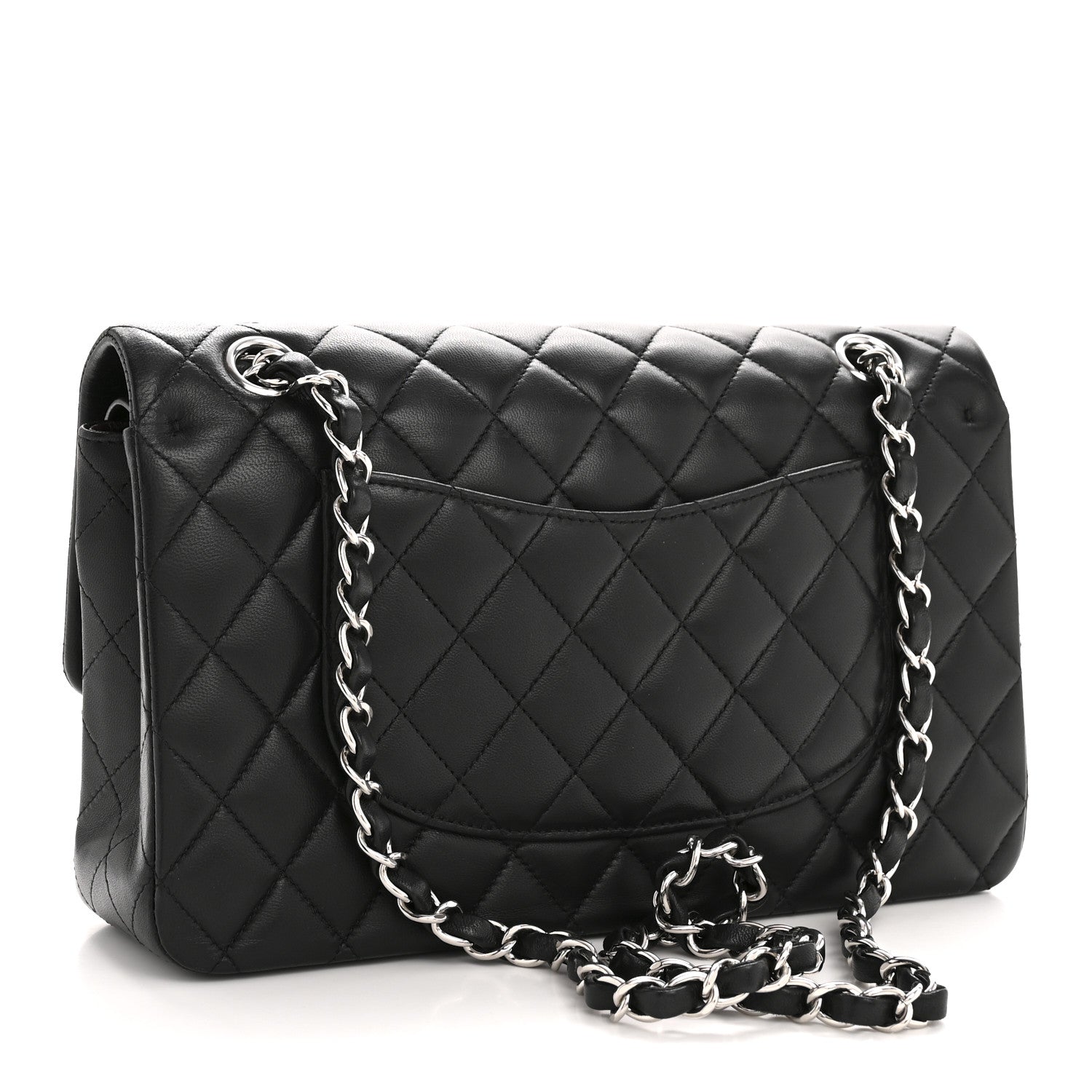 Lambskin Quilted Medium Double Flap Black