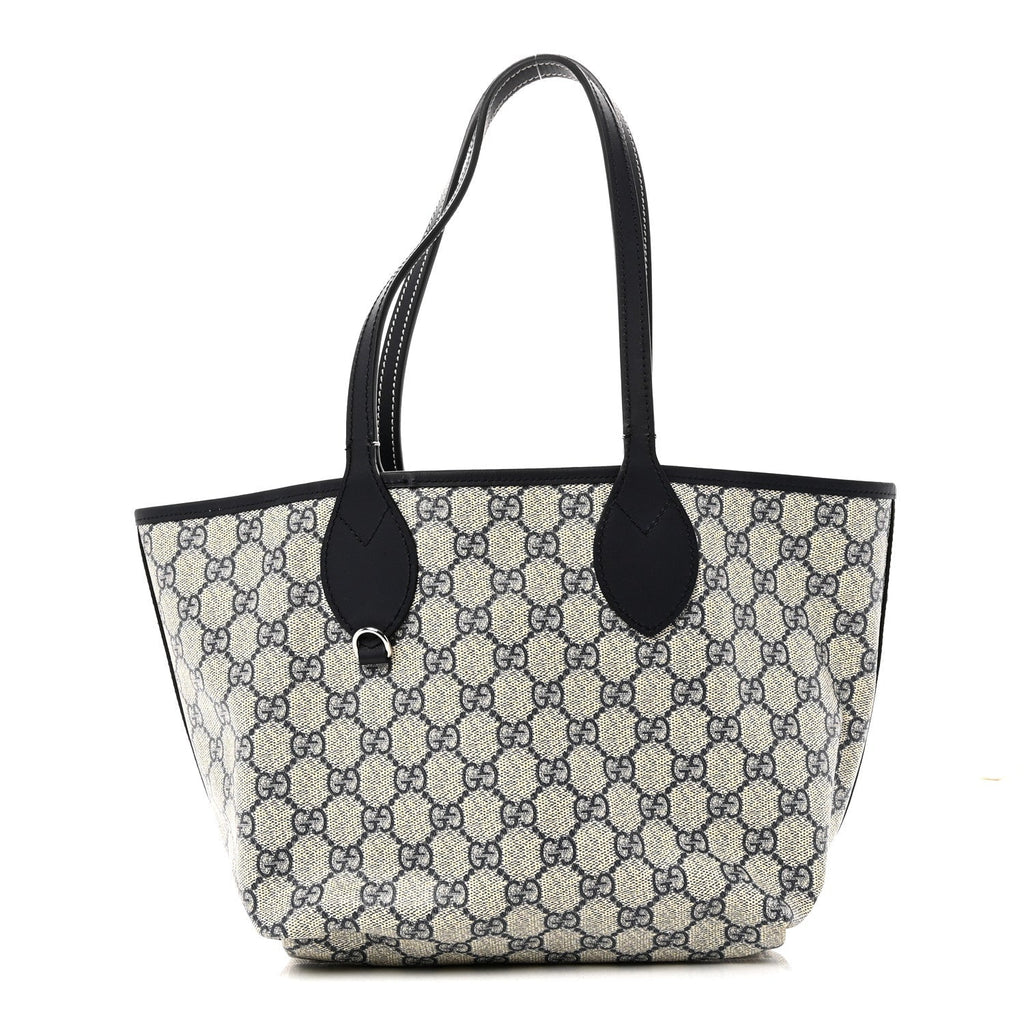 GG Supreme Monogram Denim Small Totissima Reversible Tote Beige Blue
