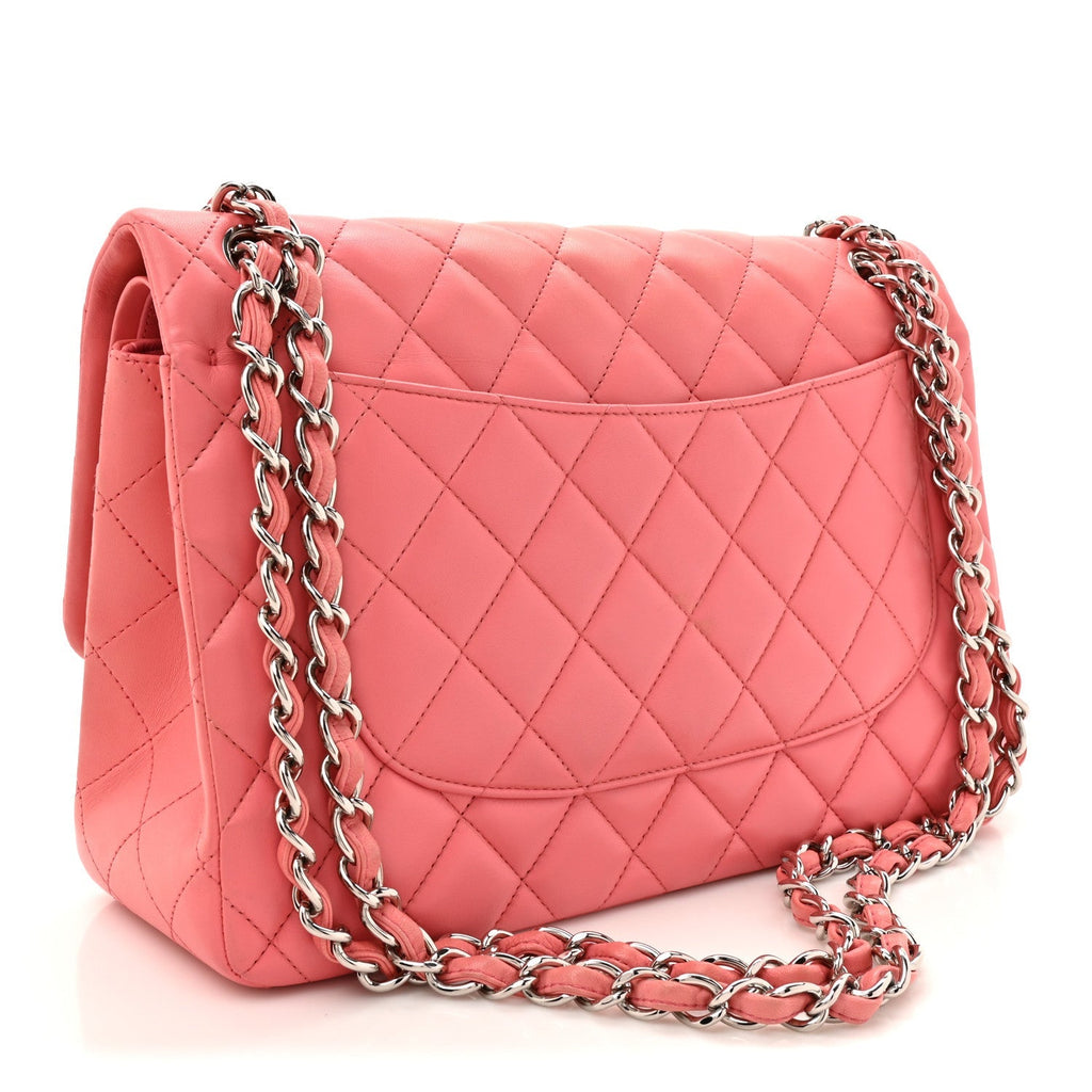 Lambskin Quilted Jumbo Double Flap Pink