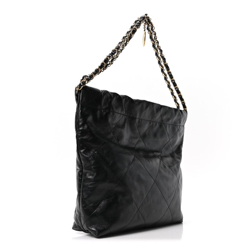 Shiny Calfskin Quilted Small Chanel 22 Black