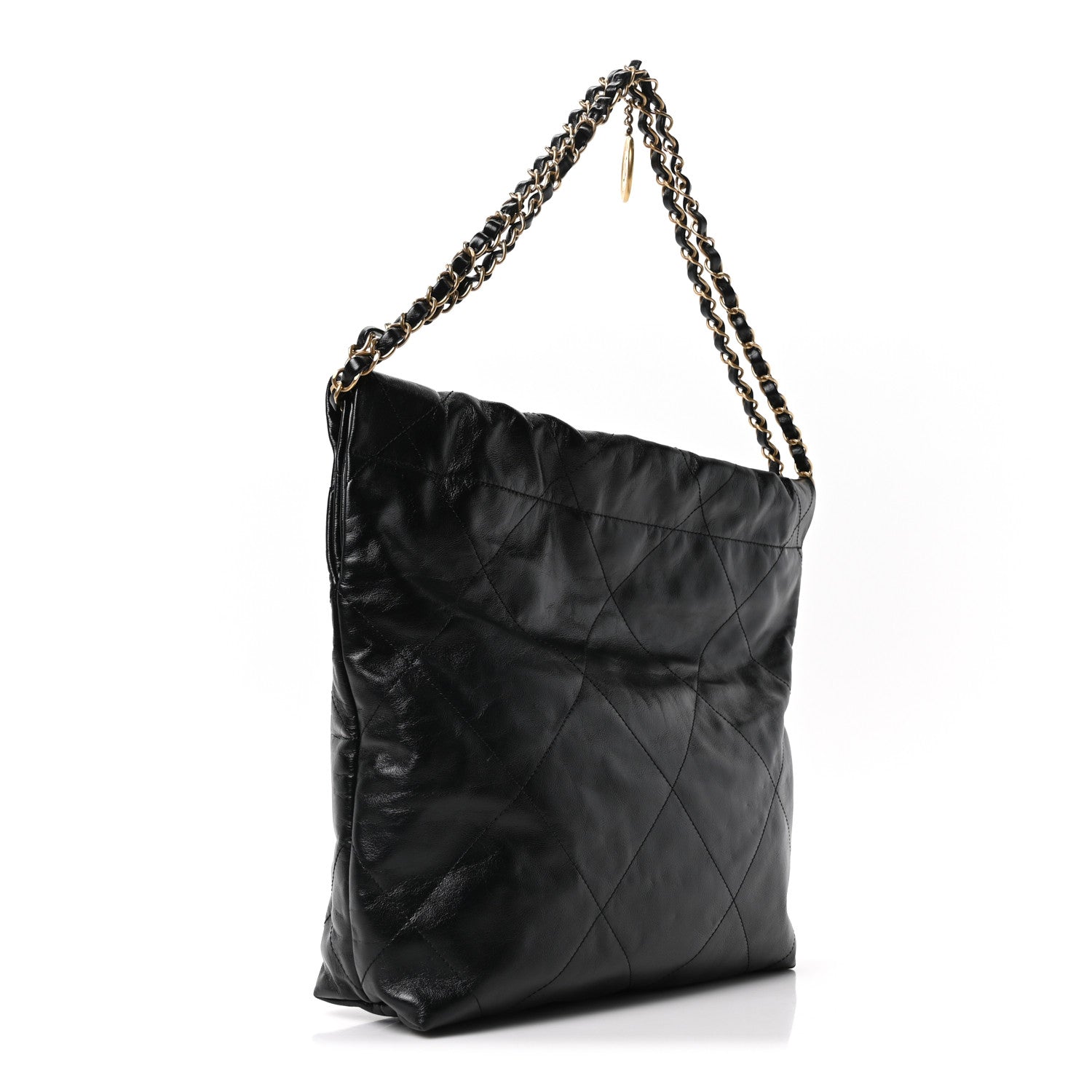 Shiny Calfskin Quilted Small Chanel 22 Black