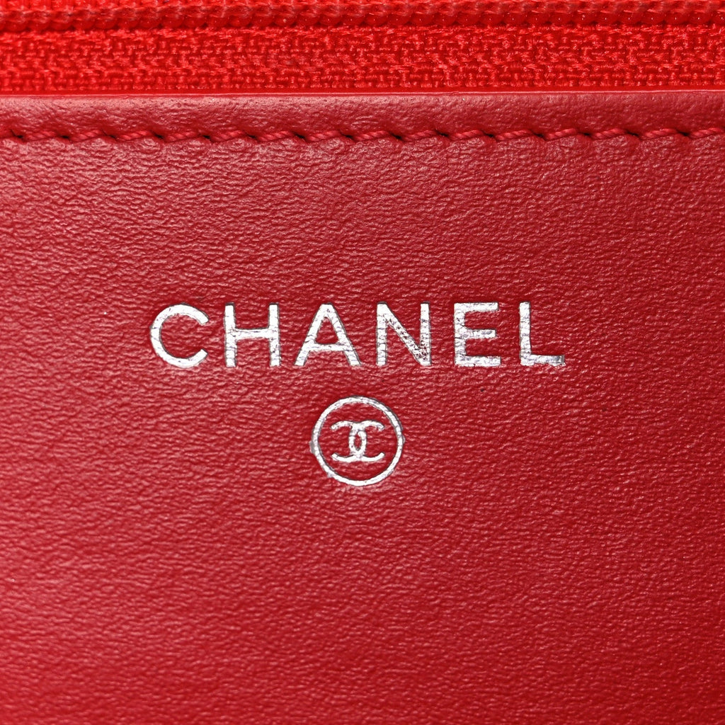 Glazed Calfskin Quilted Reissue Wallet On Chain WOC Red
