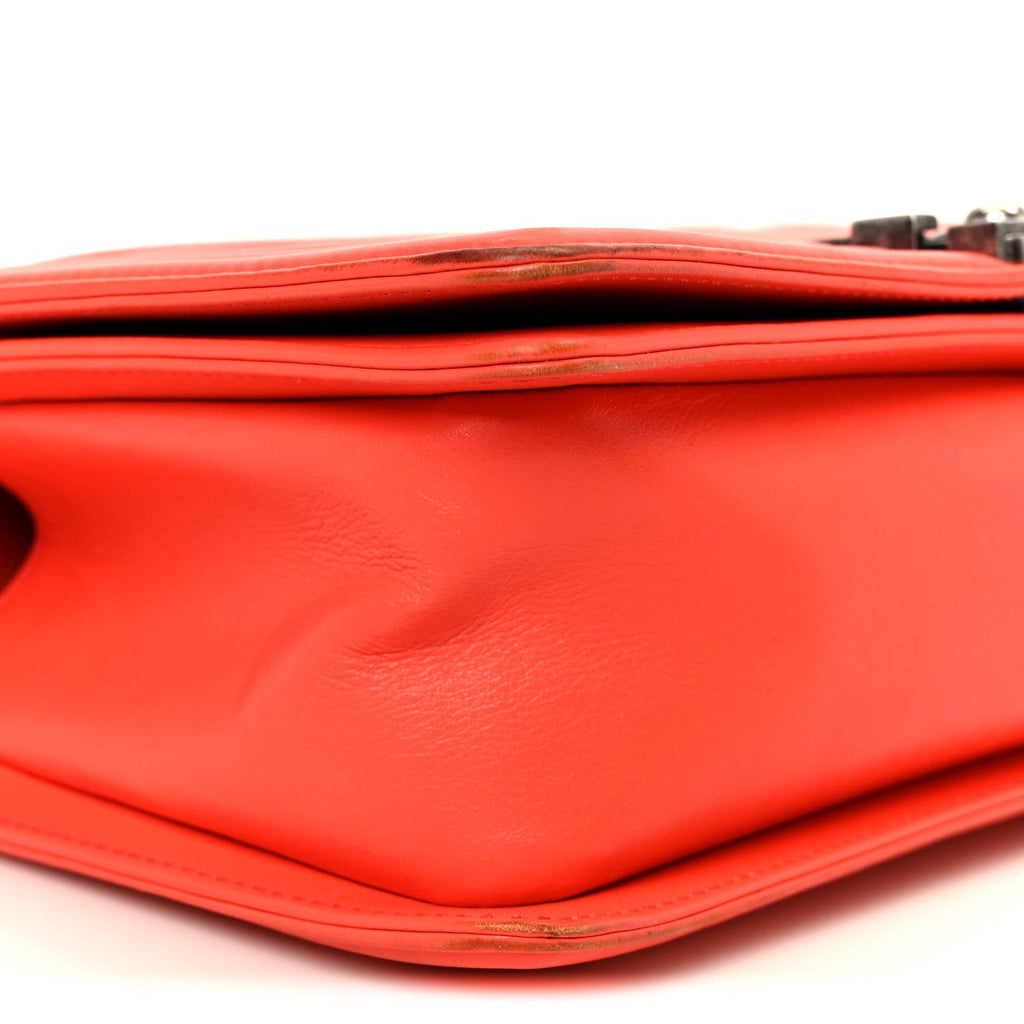 Lambskin Chevron Quilted Medium Boy Flap Red