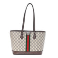 GG Supreme Monogram Textured Calfskin Web Small Ophidia Shoulder Tote Bag Beige Ebony New Acero