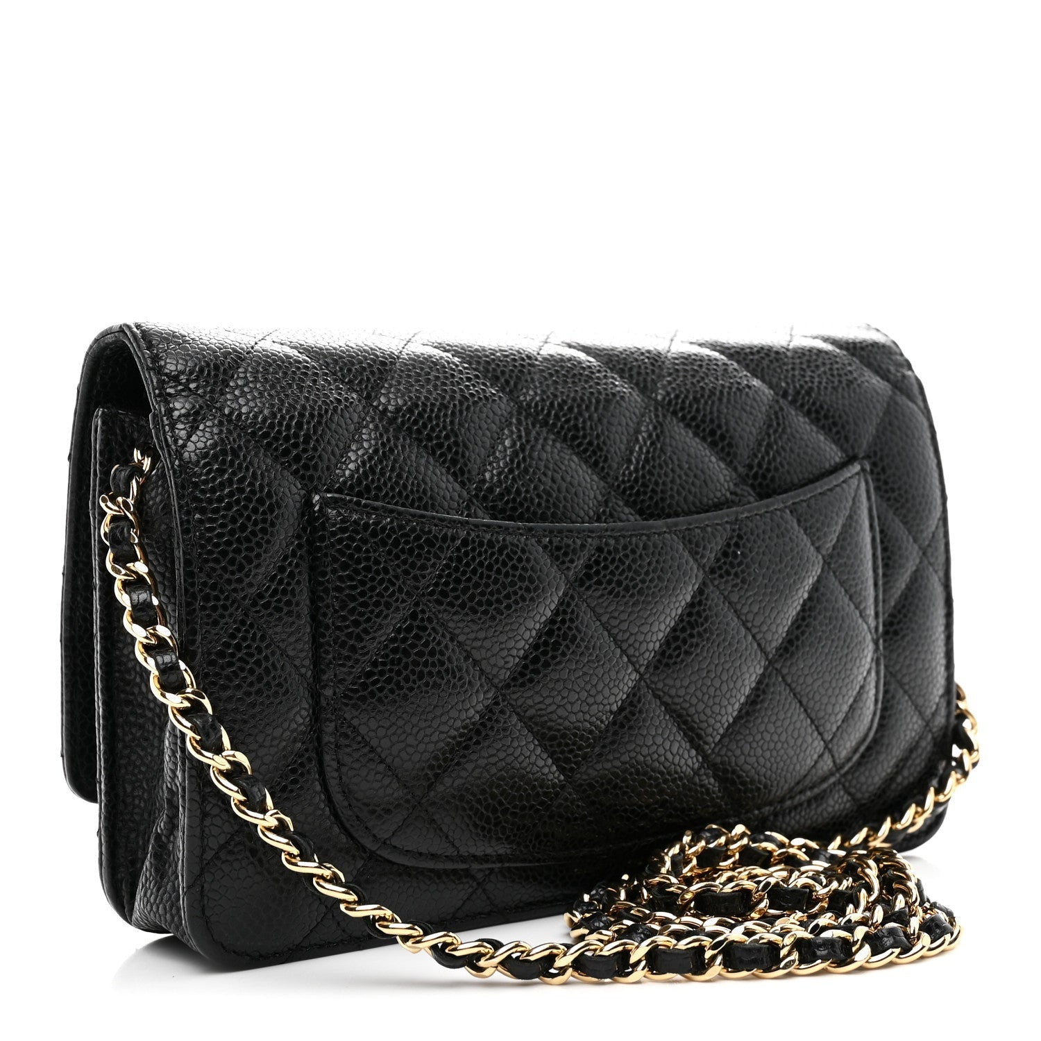 Caviar Quilted Wallet on Chain WOC Black