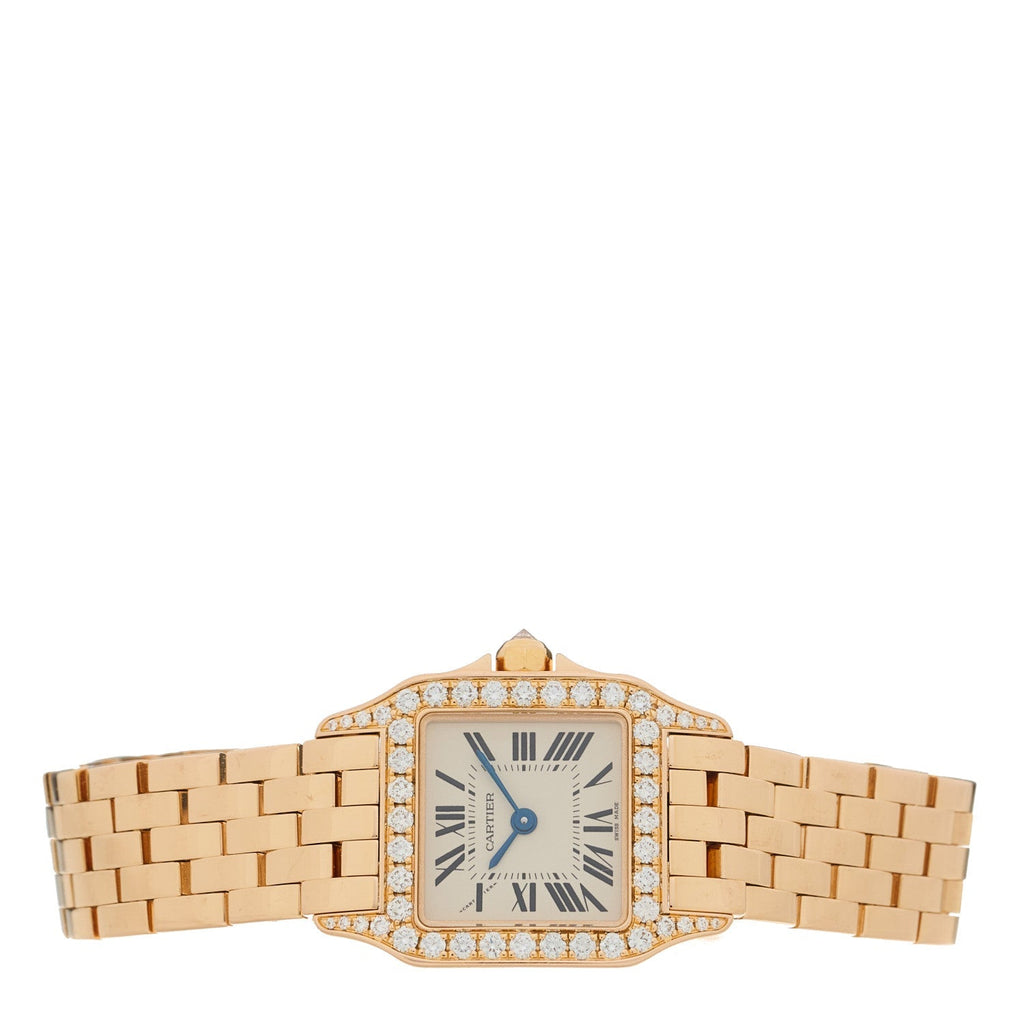 18K Pink Gold Diamond Bezel 20mm Santos Demoiselle Quartz Watch