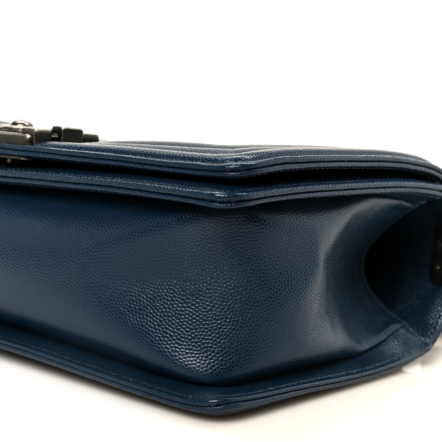 Caviar Quilted Medium Boy Flap Dark Navy Blue