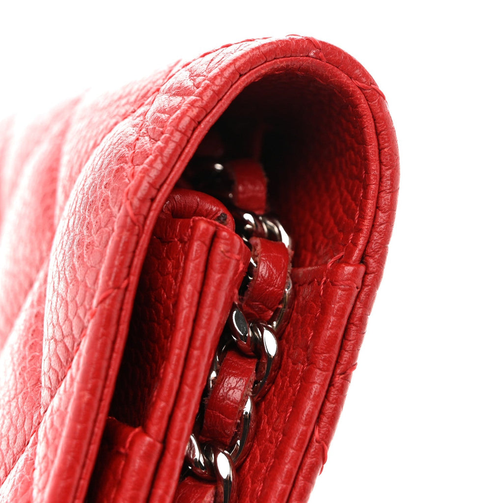 Caviar Quilted Wallet on Chain WOC Red