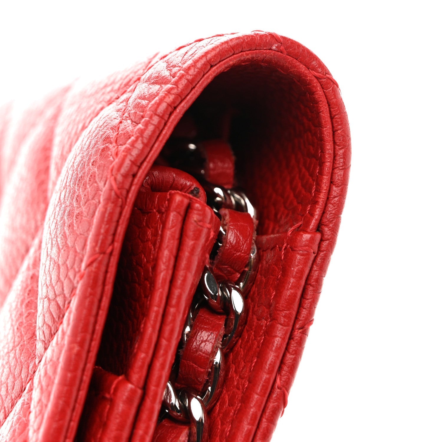 Caviar Quilted Wallet on Chain WOC Red