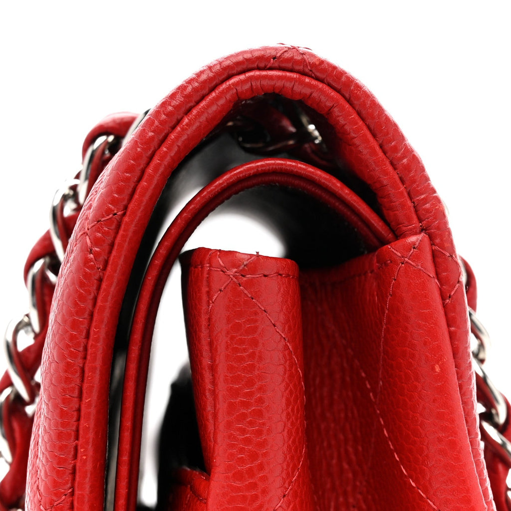 Caviar Quilted Maxi Double Flap Red
