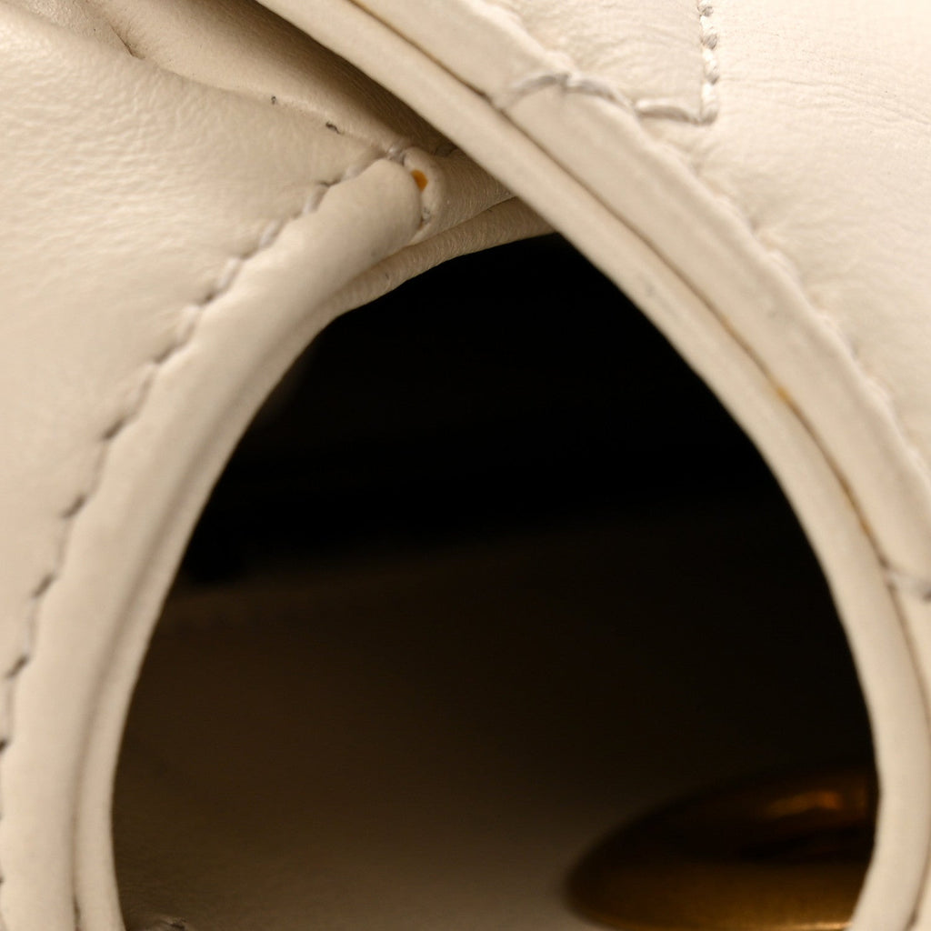Calfskin Matelasse Small GG Marmont Shoulder Bag White