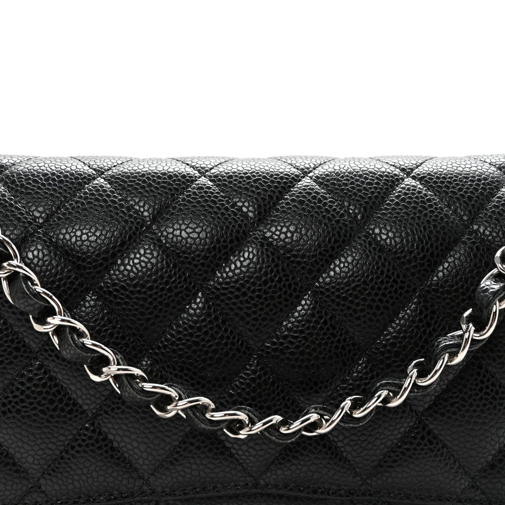 Caviar Quilted Medium Double Flap Black