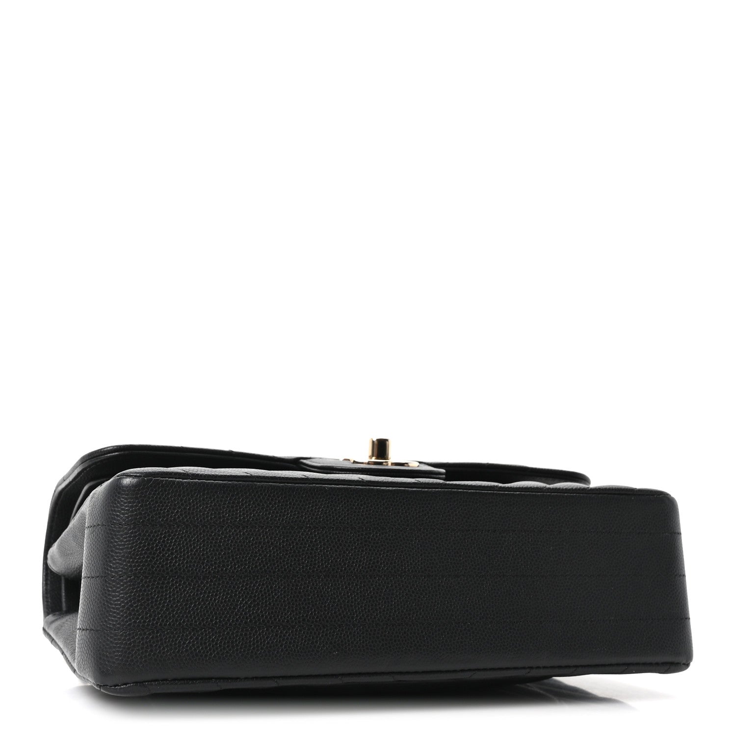 Caviar Chevron Quilted Small Double Flap Black