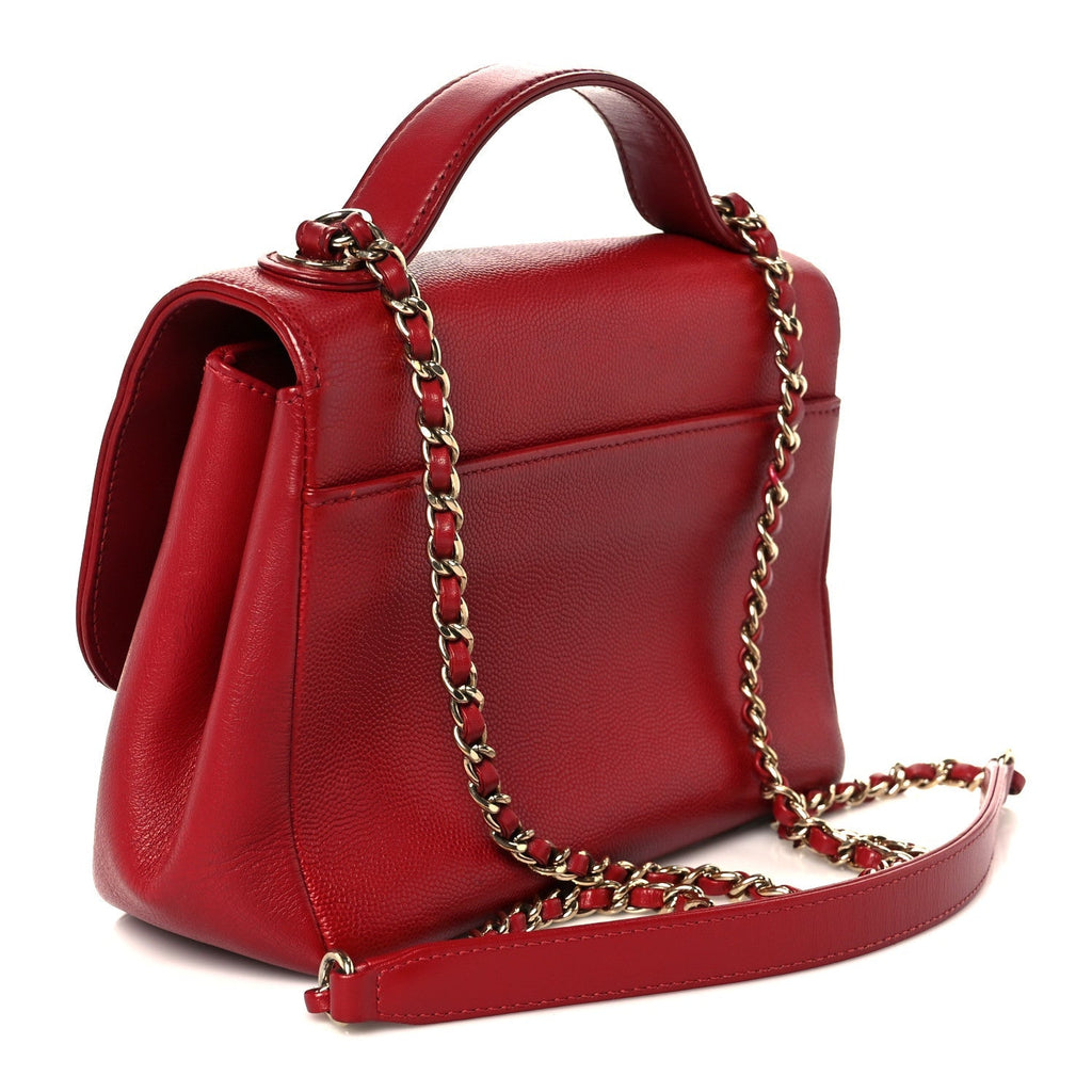 Caviar Quilted Small Business Affinity Flap Red