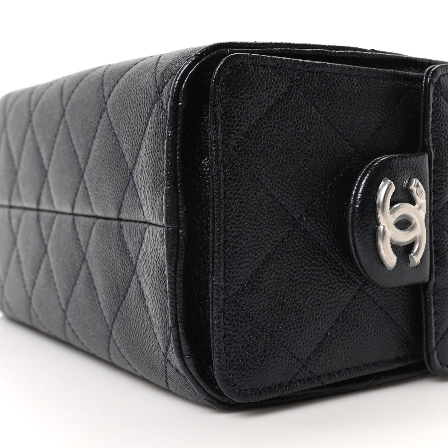 Metallic Caviar Quilted Mini Chanel 25 Handbag Dark Blue