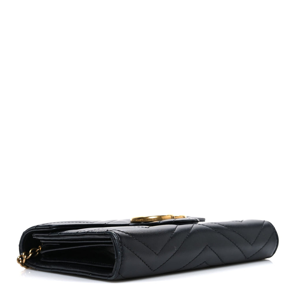 Calfskin Matelasse GG Marmont Chain Wallet Black