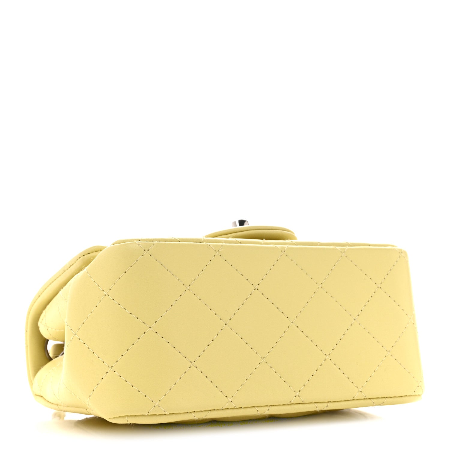 Lambskin Quilted Mini Square Flap Yellow