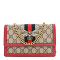 GG Supreme Monogram Web Queen Margaret Chain Wallet Red