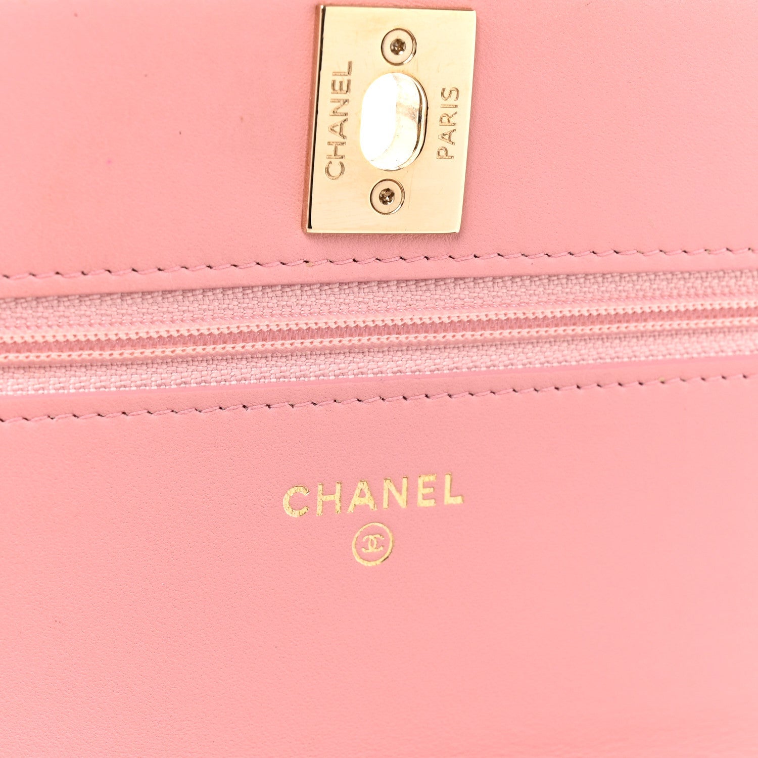 Lambskin Chevron Quilted Trendy CC Wallet On Chain WOC Pink