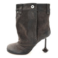 Waxed Suede Toy Ankle Boots 40 Brown