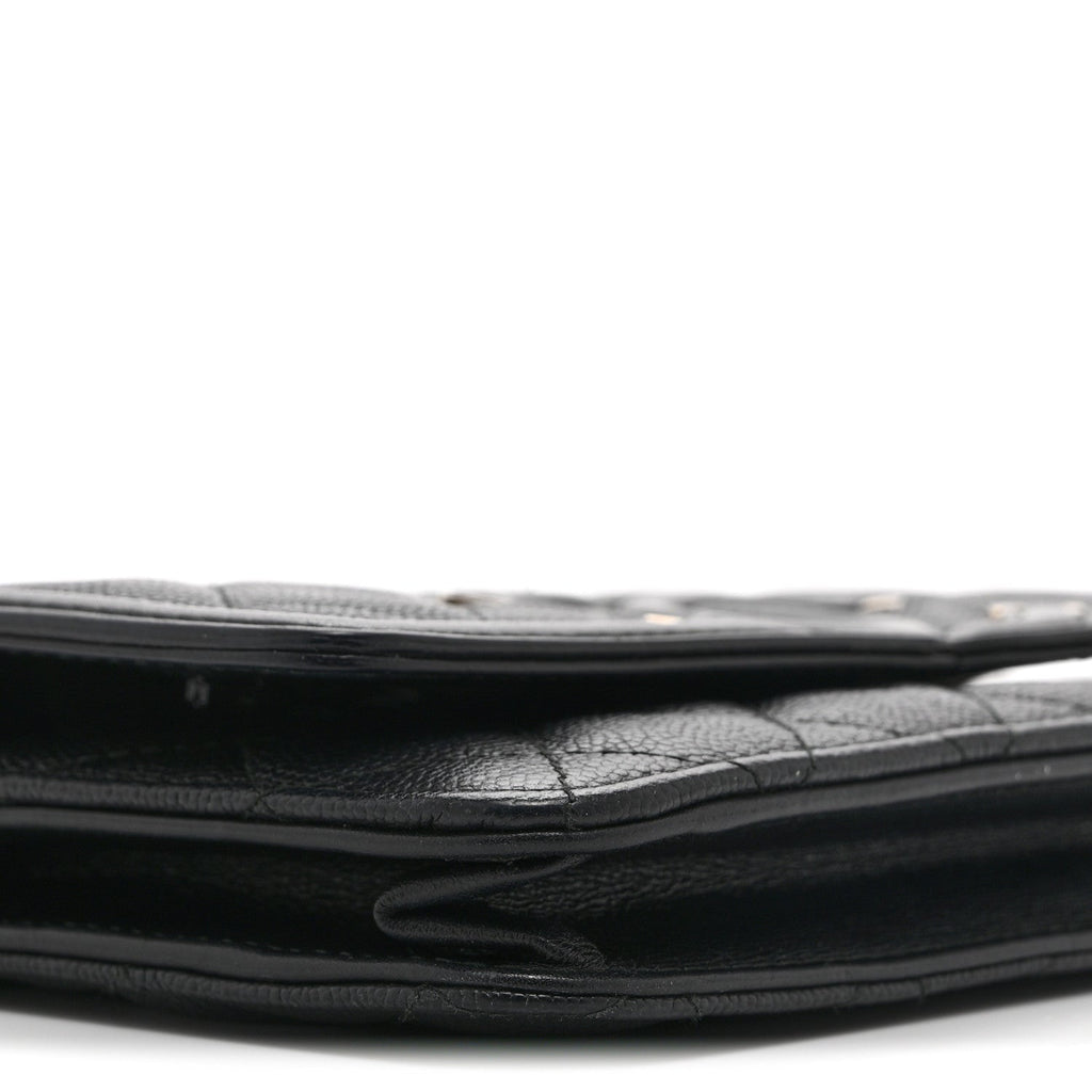 Caviar Quilted CC Filigree Wallet On Chain WOC Black