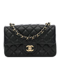 Lambskin Quilted Mini Rectangular Flap Black