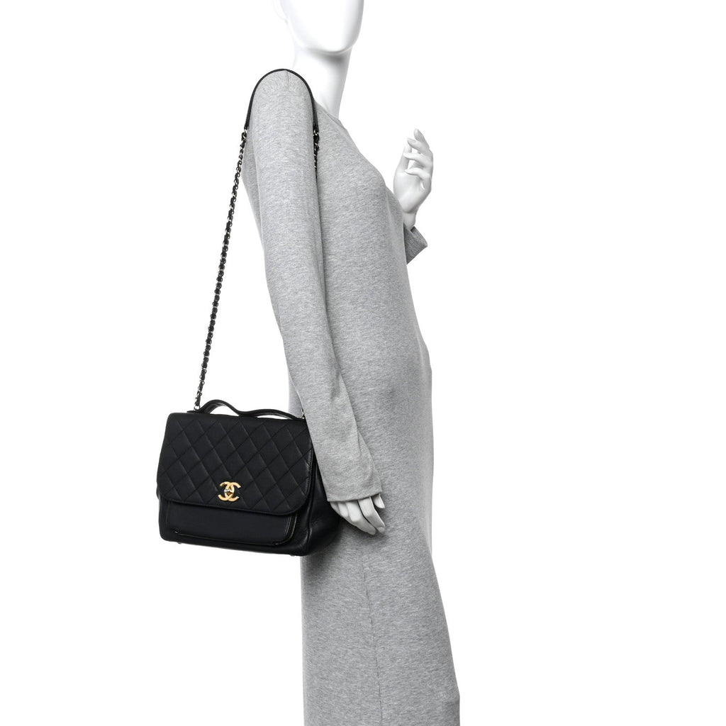 Caviar Quilted Large Business Affinity Flap Black