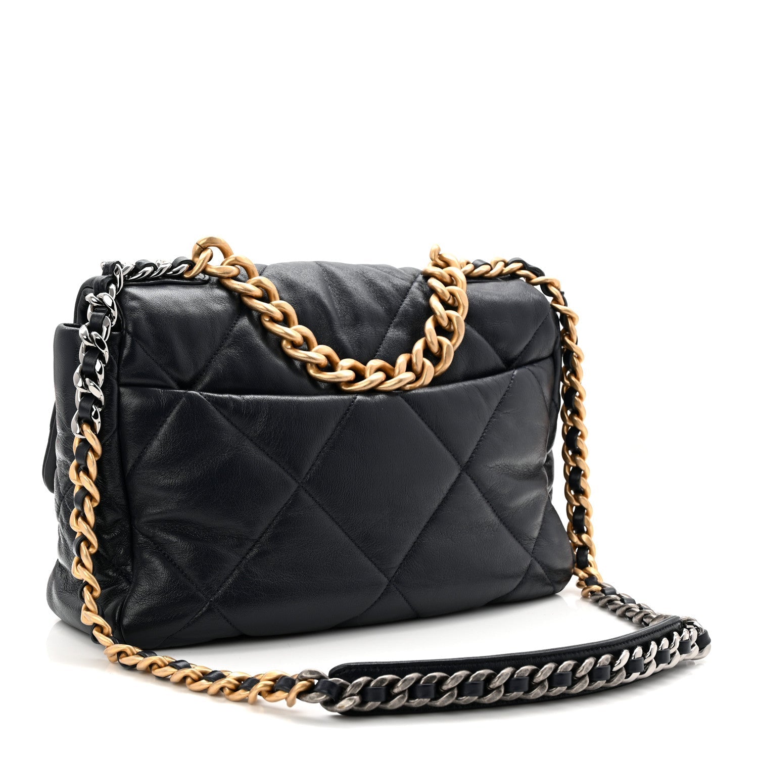 Goatskin Quilted Large Chanel 19 Flap Navy Blue