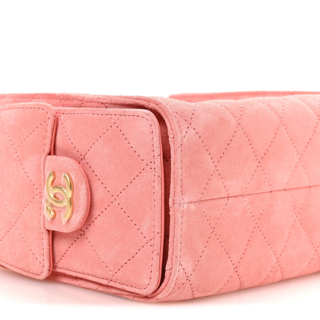 Suede Quilted Mini Chanel 25 Handbag Pink