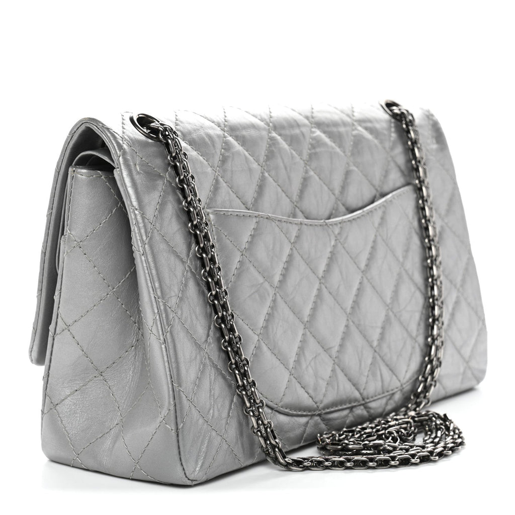 Metallic Aged Calfskin Quilted 2.55 Reissue 226 Flap Silver