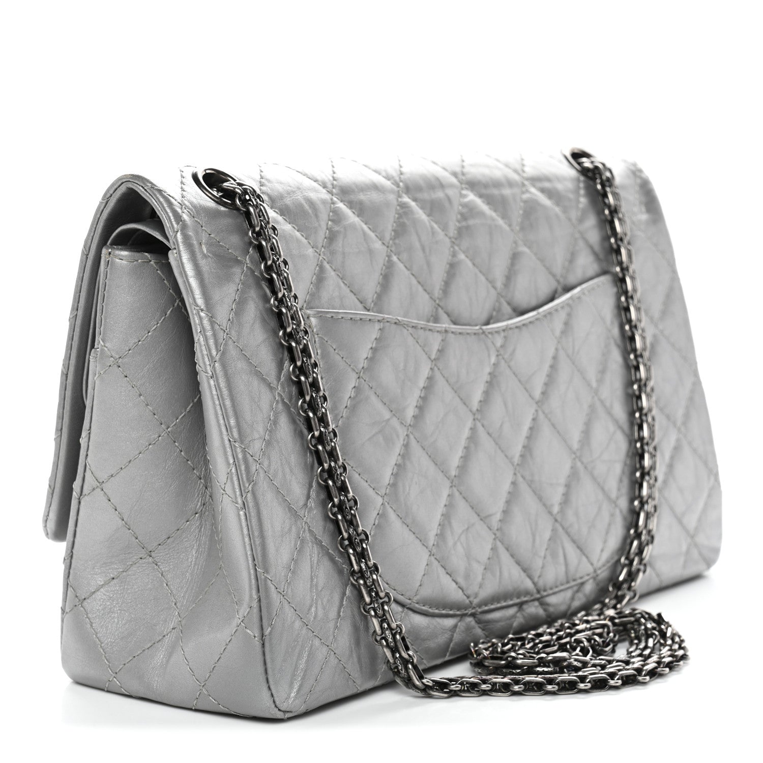 Metallic Aged Calfskin Quilted 2.55 Reissue 226 Flap Silver