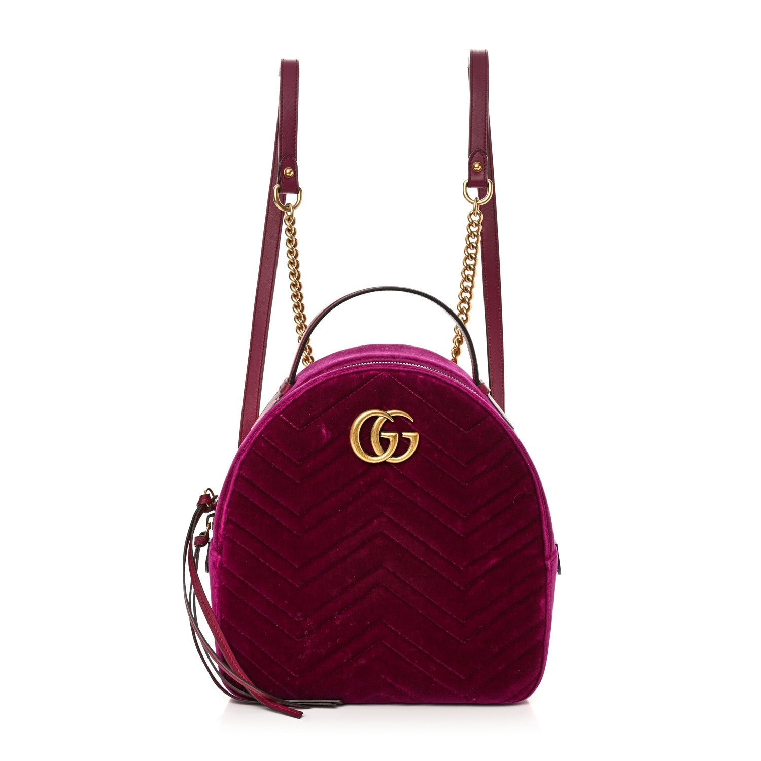 Velvet Matelasse GG Marmont Dome Backpack Fuchsia Violet Cyclamen