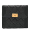 Caviar Quilted Compact Boy Wallet Black
