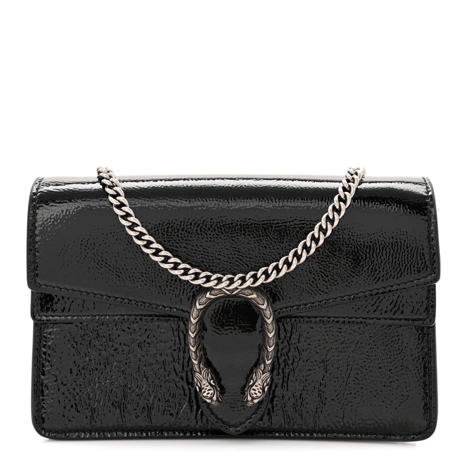 Crinkled Patent Super Mini Dionysus Shoulder Bag Black