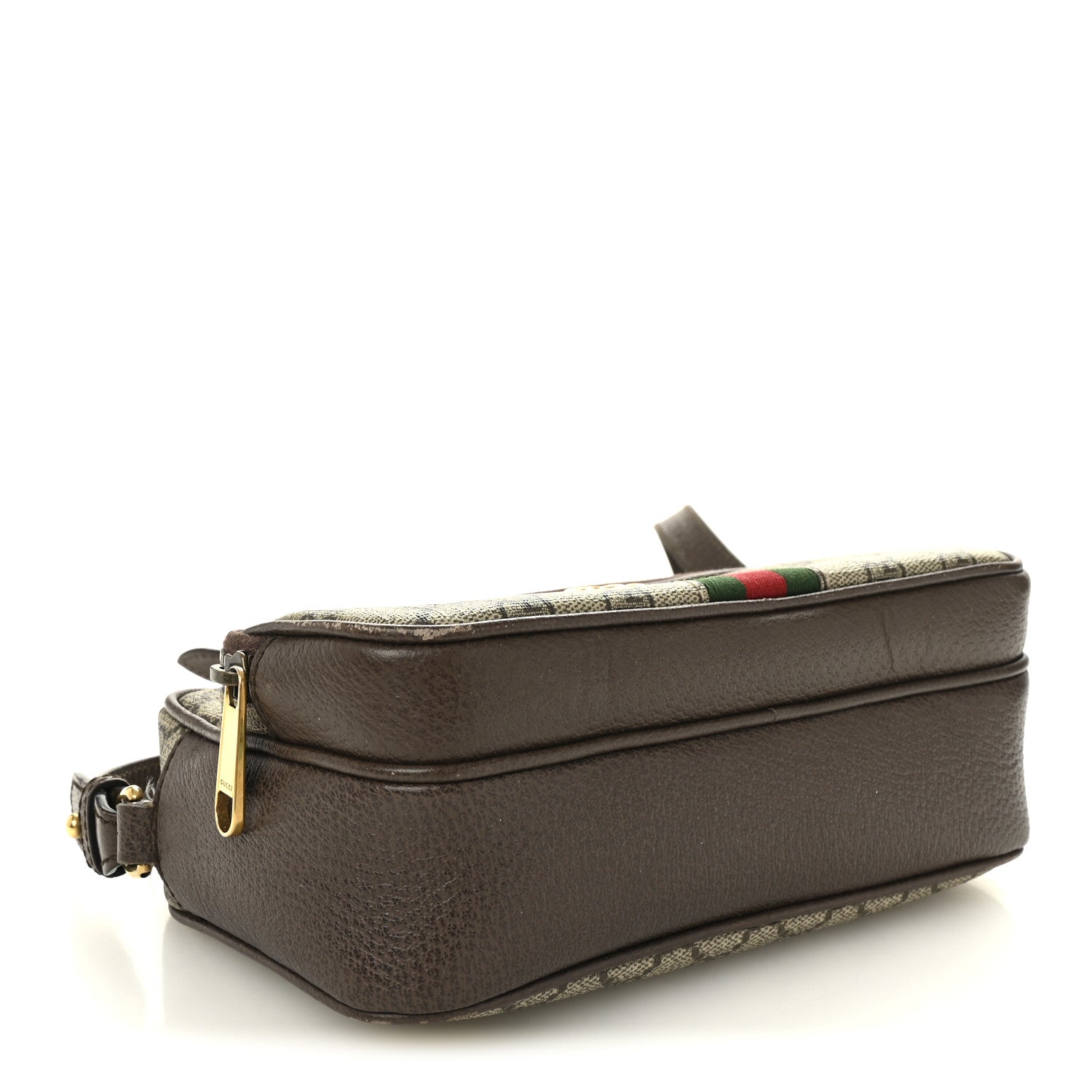 GG Supreme Monogram Textured Dollar Calfskin Web Small Ophidia Convertible Shoulder Bag Beige Ebony New Acero