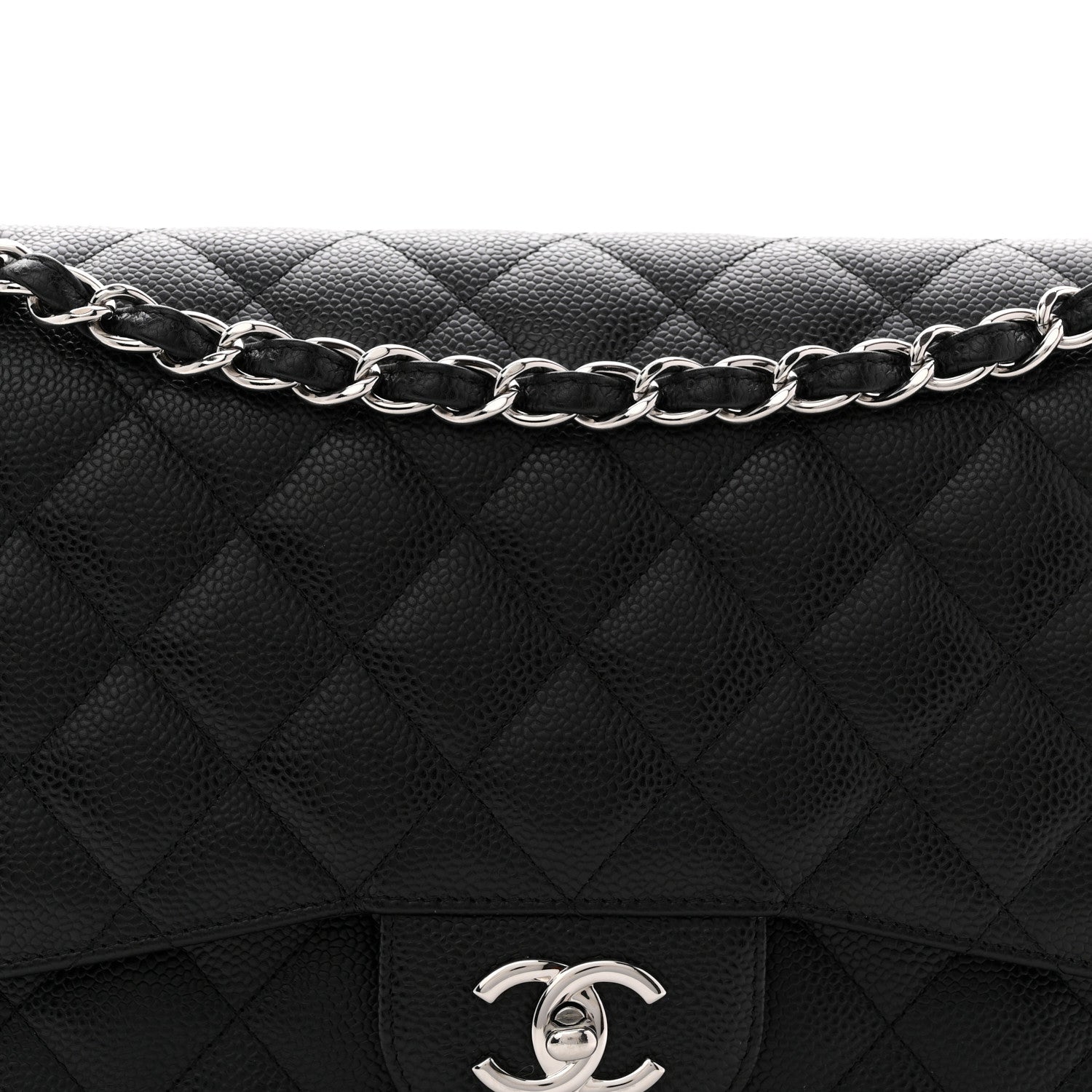Caviar Quilted Jumbo Double Flap Black