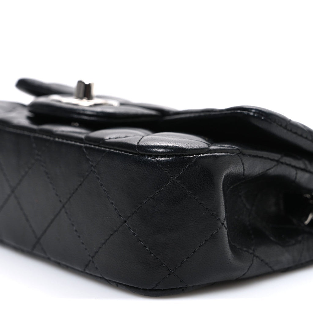 Lambskin Quilted Extra Mini Rectangular Flap Black