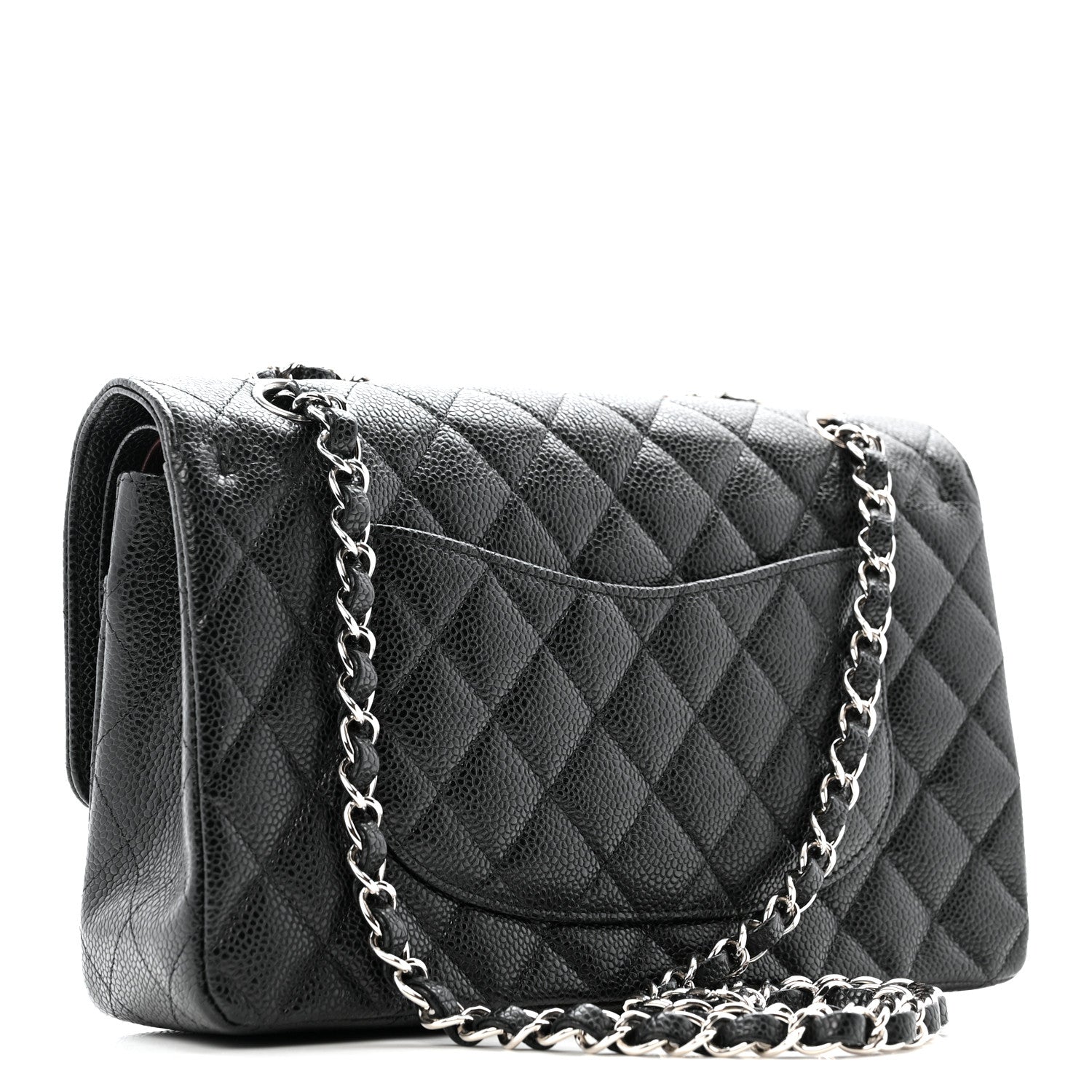 Caviar Quilted Medium Double Flap Black