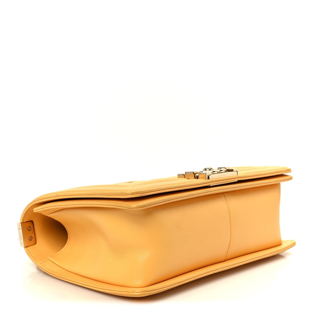 Calfskin Quilted Medium Boy Flap Yellow