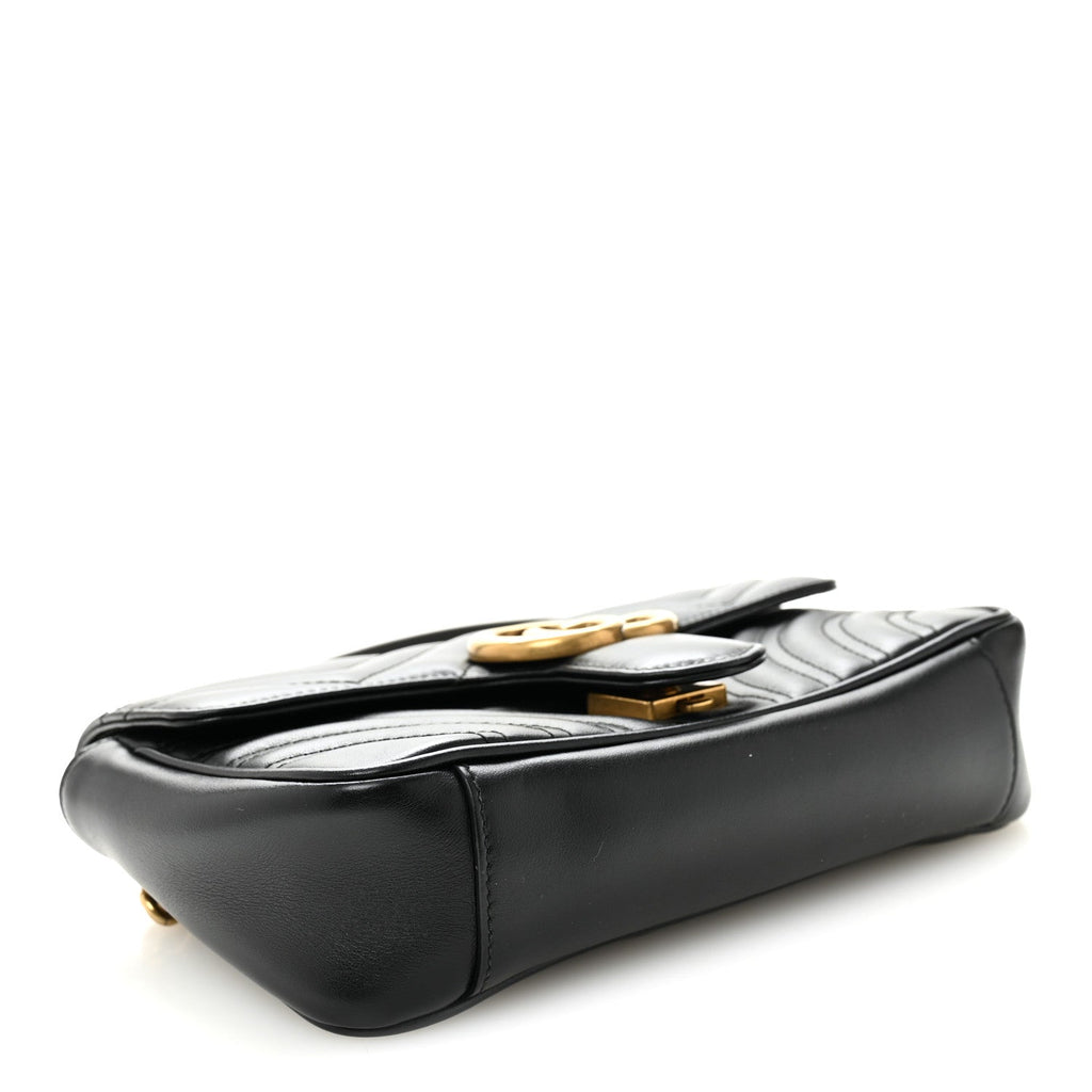 Calfskin Matelasse Small GG Marmont Shoulder Bag Black