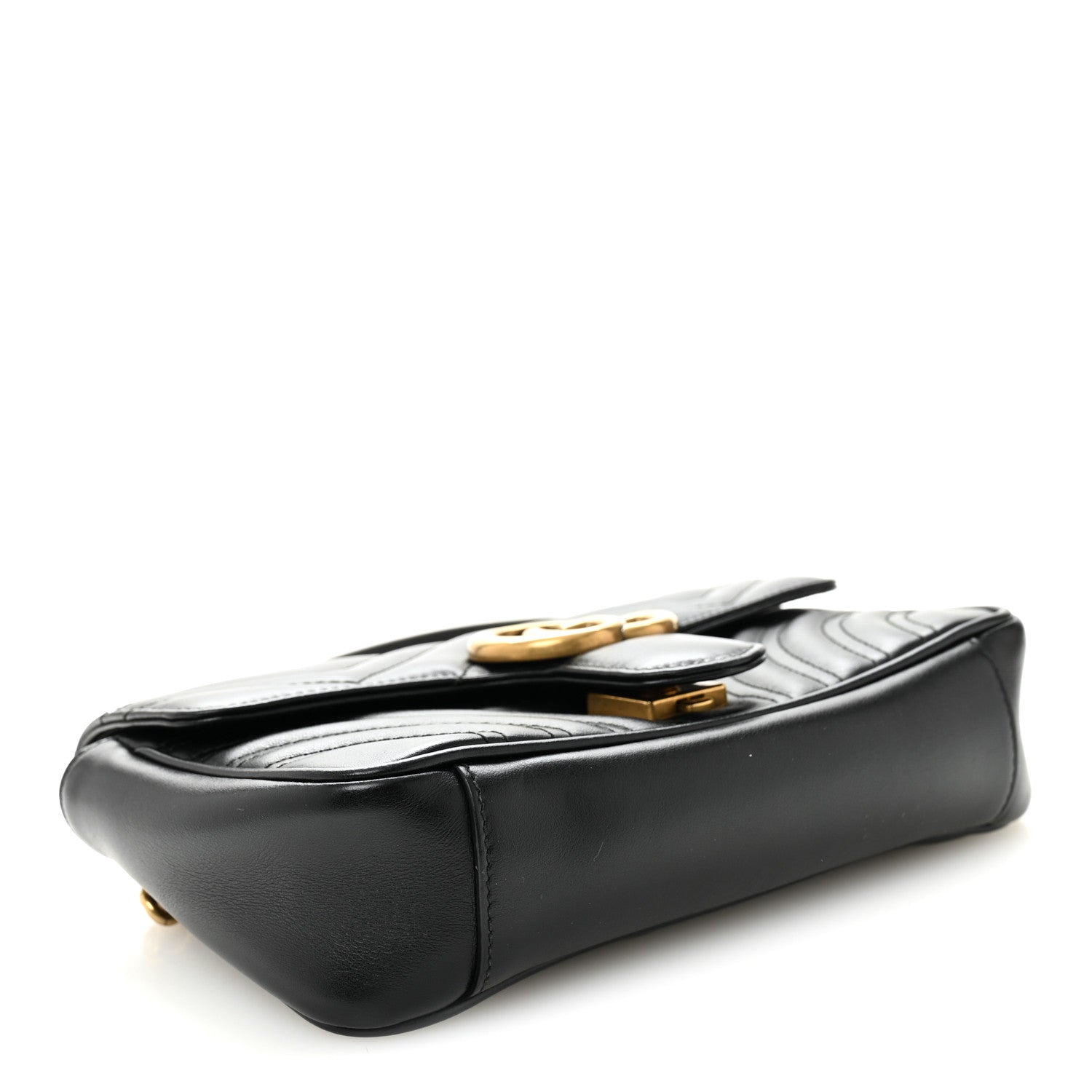 Calfskin Matelasse Small GG Marmont Shoulder Bag Black