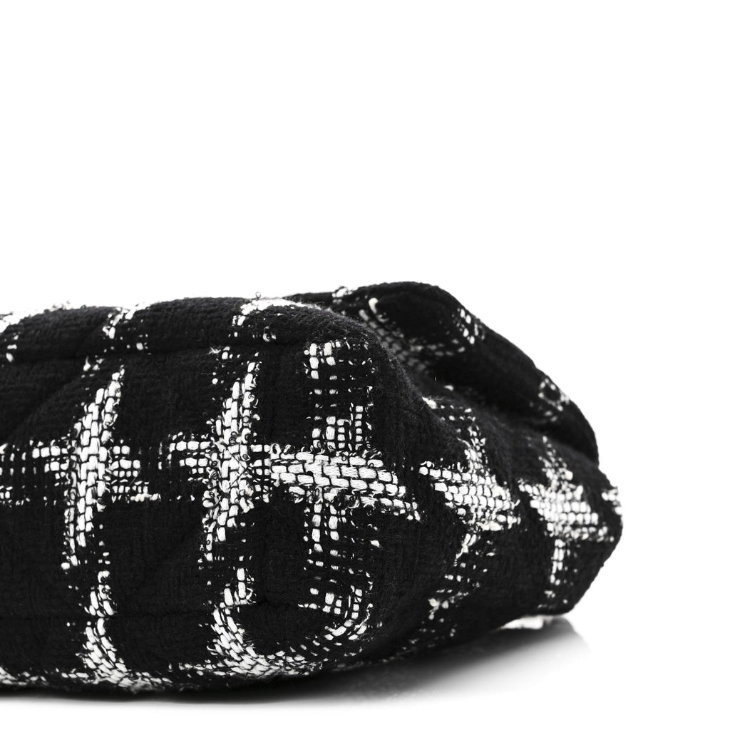 Tweed Quilted Large Chanel 19 Flap Black White